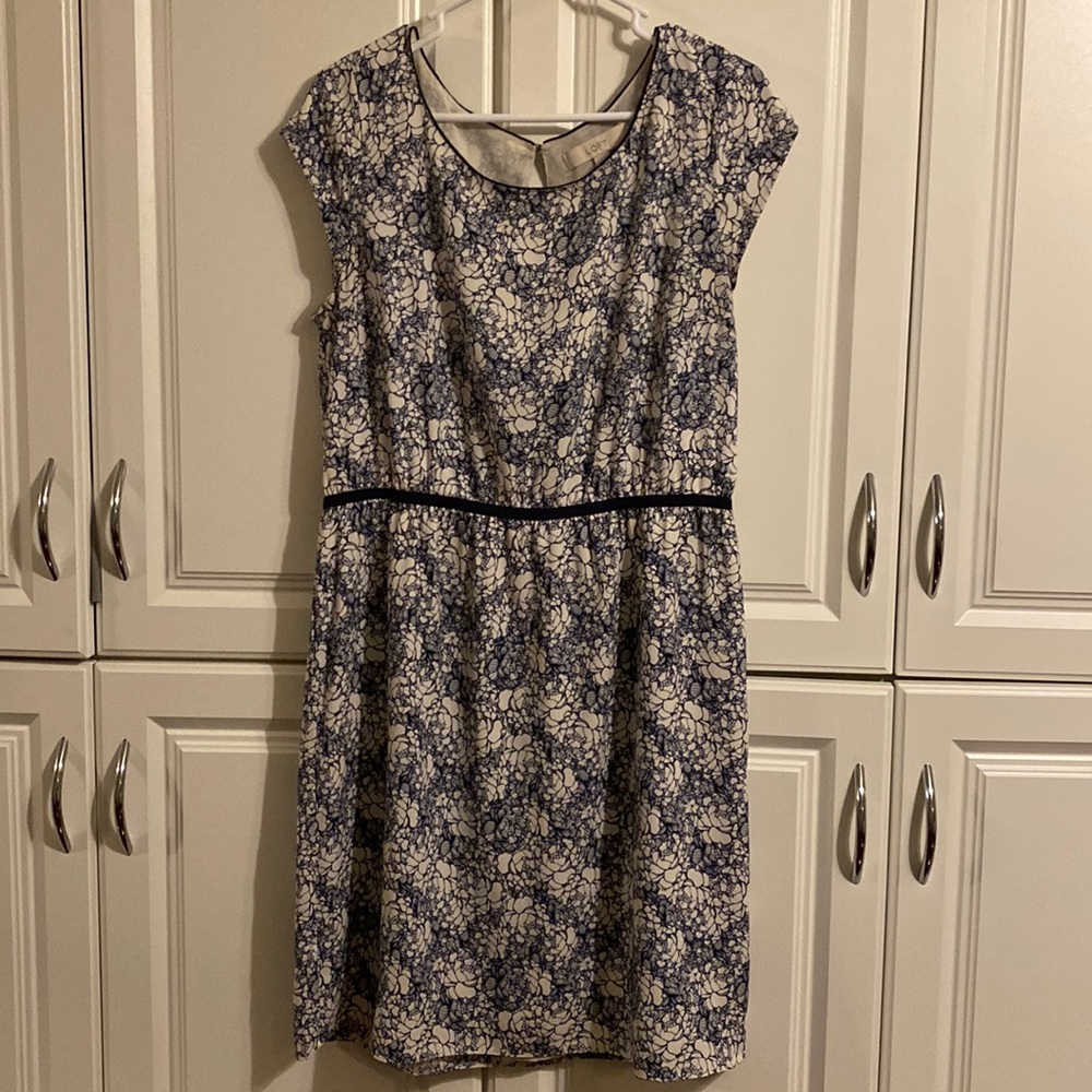 Loft navy and cream dress size 14